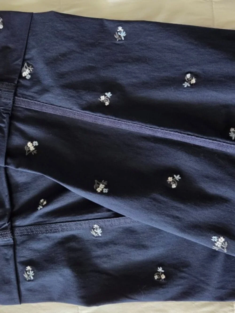 Style & Co Embroidered Navy Straight Leg Pull-On Pant Sz L